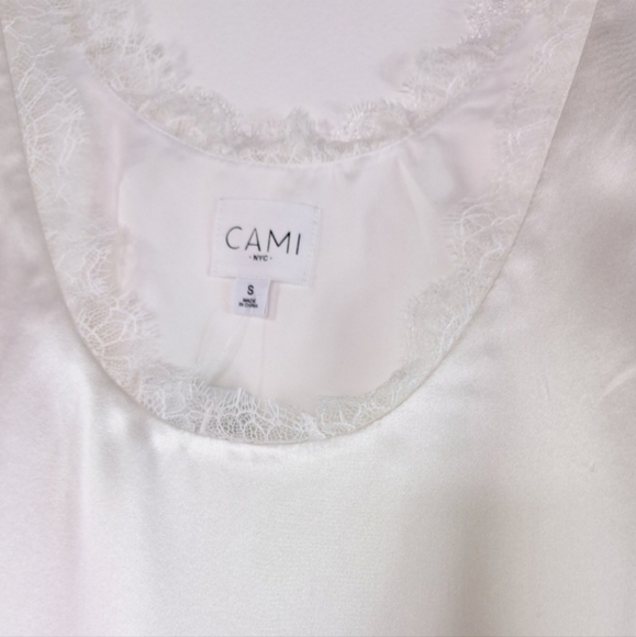 Cami NYC White Britney Silk Tank With Lace Size Small - Picture 9 of 12